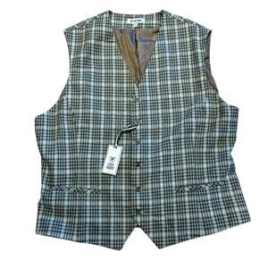 Stacy Adams Men’s 4XL Polyester Brown Wool Checkered Vest NWT
